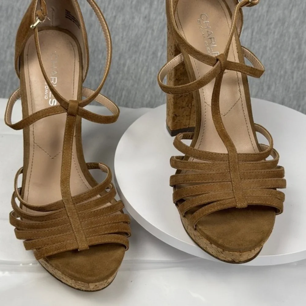 Charles by Charles David‎ Brown Suede Cork Platform Sandals CC018/DR7500 Mens 8M